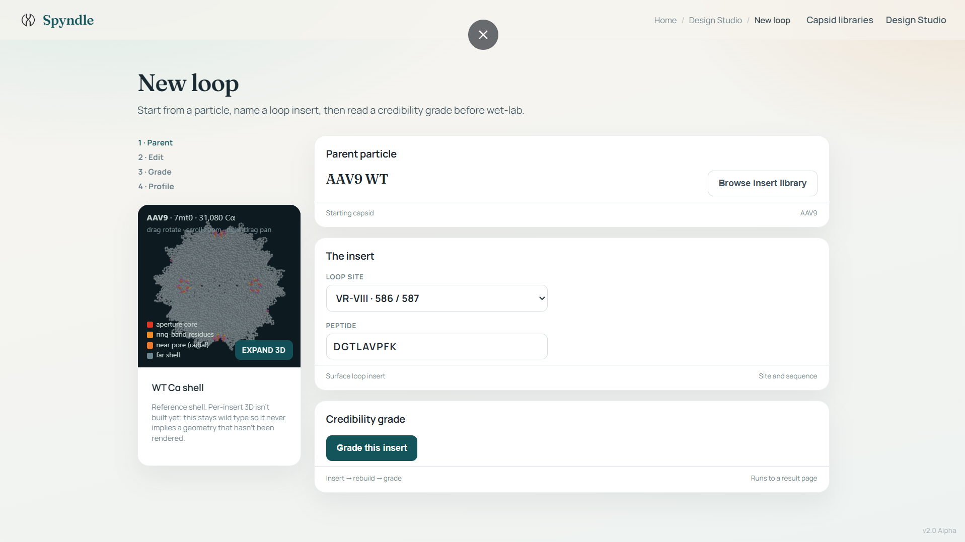 Spyndle dashboard: loop design workspace